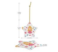 Fairy tales in cartoons Print Christmas Tree Ceramic Hanging Ornaments â€“ Star Shaped Xmas Decorations, Home Party Decor