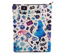Fairy Tales Wonderland Inspired Book Sleeve for Book Lover Alice Book Protector Pouch Book Cover Bag (Blue alicee Book ku)