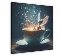 Fairy Tea Party Poster Canvas Poster Wall Art Decor Print Picture Paintings for Living Room Bedroom Decoration 20x20inch(50x50cm)