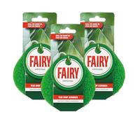 Fairy Teardrop Scrubber Washing Up Non-Scratch Sponge, Green, Bulk 3 Pack