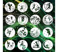 Fairy Themed Stencils for Crafts - 16 pcs Angel Moon Flowers Fairy Wildflower Pattern DIY Drawing Template Crafts Stencils for Scrapbooking Floor Wall Canvas Fabric Decor