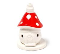 Fairy Toadstool House Ceramic Incense Cone Burner KDMD Red One Size