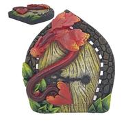 Fairy Tree Door - 4.7 Inch Resin Gnome Entryway, Colorful Miniature Garden Decor, Sturdy Stump Mount Ornament | Enchanting Outdoor Accent, Whimsical Fairy House Accessory For Landscaping Use