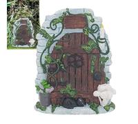 Fairy Tree Door - 4.7 Inch Resin Gnome Entryway, Colorful Miniature Garden Decor, Sturdy Stump Mount Ornament | Enchanting Outdoor Accent, Whimsical Fairy House Accessory For Landscaping Use
