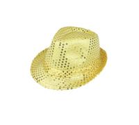 FAIRY TRENDZ® Adult Sequin Gangster Hat - 1970'S Disco Fedora Hat for Theme Party Shiny Hip-Hop Jazz Dance Costume Accessory (Gold)