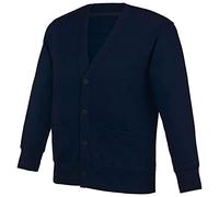 FAIRY TRENDZ Adults Button Up School Pocket Cardigan Girls Boys Long Sleeve Uniforms Sweater Dark Navy 11-12 Years
