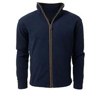 FAIRY TRENDZ Adults Long Sleeve Cadet Collar Zipper Jackets Mens Winter Warm Fleece Cardigan Tops Navy