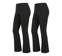 FAIRY TRENDZ Black Trousers Women (2 Pack) - Ladies Work Trousers Elasticated Waist Bootcut Stretch Pull On Pants for Office & Nurse Uniform Smart Formal Comfy Soft Bottoms