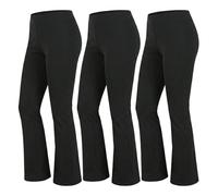 FAIRY TRENDZ Black Trousers Women (3 Pack) - Ladies Work Trousers Elasticated Waist Bootcut Stretch Pull On Pants for Office & Nurse Uniform Smart Formal Comfy Soft Bottoms