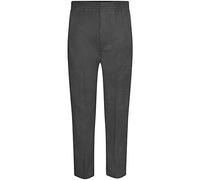 FAIRY TRENDZ Boys Trousers Full Elastic Waist Pull Up Pocket School Uniform Pants 2-13 Years (Grey 7-8 Years)