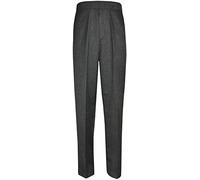 FAIRY TRENDZ Boys Zipper and Clip Half Elastic School Trousers Kids Coated Pull Up Slim Uniform Pants Grey