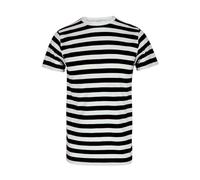 FAIRY TRENDZ® Children’s Unisex Striped T-Shirt - Boys Girls PE School Crew Neck Short Sleeve Stripes T-Shirt Book Week Casual Stripy Top (Black White, 9-10 Years)