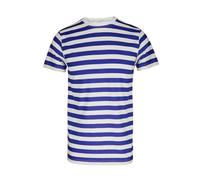 FAIRY TRENDZ® Children’s Unisex Striped T-Shirt - Boys Girls PE School Crew Neck Short Sleeve Stripes T-Shirt Book Week Casual Stripy Top (Blue White, 11-12 Years)