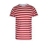 FAIRY TRENDZ® Children’s Unisex Striped T-Shirt - Boys Girls PE School Crew Neck Short Sleeve Stripes T-Shirt Book Week Casual Stripy Top (Red White, 11-12 Years)