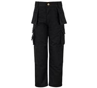 FAIRY TRENDZ Childrens Kids Work Junior Trousers Kids Work Adjustable Waistband Triple Stitched Seams Trouser Black