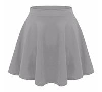 FAIRY TRENDZ Childrens Plain High Waisted Pleated Stretch Mini Skirt Girls Flippy Flared Short Skater Skirts 5-13 Years Light Grey