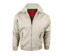 FAIRY TRENDZ Harrington Jacket Classic 1970s Retro Scooter Coat Mens Long Sleeve Zip Up Bomber Jacket Plus Size XS-5XL (Beige 4XLarge)