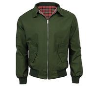FAIRY TRENDZ Harrington Jacket Classic 1970s Retro Scooter Coat Mens Long Sleeve Zip Up Bomber Jacket Plus Size XS-5XL (Olive Medium)
