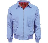 FAIRY TRENDZ Harrington Jacket Classic 1970s Retro Scooter Coat Mens Long Sleeve Zip Up Bomber Jacket Plus Size XS-5XL (Sky Blue Small)