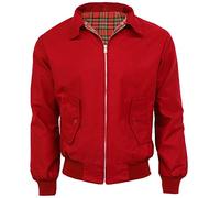 FAIRY TRENDZ Harrington Jacket Classic 1970s Retro Scooter Coat Mens Long Sleeve Zip Up Bomber Jacket Plus Size XS-5XL (Red Medium)