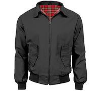 FAIRY TRENDZ Harrington Jacket Classic 1970s Retro Scooter Coat Mens Long Sleeve Zip Up Bomber Jacket Plus Size XS-5XL (Charcoal 4XLarge)