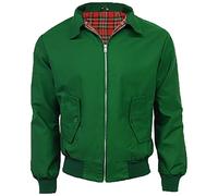 FAIRY TRENDZ Harrington Jacket Classic 1970s Retro Scooter Coat Mens Long Sleeve Zip Up Bomber Jacket Plus Size XS-5XL (Bottle Green Large)