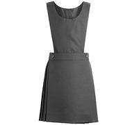 FAIRY TRENDZ Kids Girls Uniform Pleated Pinafore Bib Dress School Uniform Ages 2-15 Years Grey 15-16 Years
