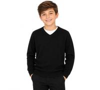 FAIRY TRENDZ Kids V Neck Fleece School Uniform Sweatshirt Black 13-14 Years