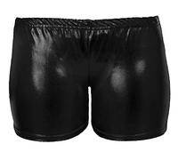 FAIRY TRENDZ Ladies Elastic Waist Metallic Shinny Hot Pant Womens Wet Look Disco Party Outfit Fancy Shorts Black