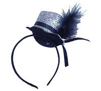 FAIRY TRENDZ Ladies Mini Glitter Fascinator Hat with Headband Girls Wedding Bride Fancy Dress Party Accessories Silver