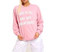 FAIRY TRENDZ Ladies This is My Day Off Sweatshirt Slogan Fancy Jumper Womens Long Sleeve Pullover Printed Sweater Top Pink