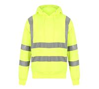 FAIRY TRENDZ LTD Adults Hi Vis 2 Two Tone High Visibility Hoody Mens Pull Over Reflective Tape Band Hoodie Yellow Large