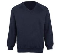 FAIRY TRENDZ LTD Adults Kids Boys Girls Unisex School Uniform V Neck Jumper Sweatshirt Plain Pull Over Top(Navy Large Years)