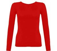 FAIRY TRENDZ LTD Kids Plain Basic Top Long Sleeve Girls Boys Uniform T-Shirt Tops Tee Scoop Neck Stretchy T-Shirt Top (Red 13 Years)