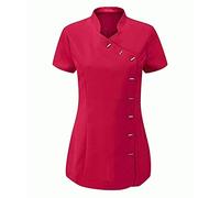 FAIRY TRENDZ LTD Ladies Cross Body Essentials Beauty Hairdressing Tunic Shirt Womens Massage Therapist Uniform (Hot Pink UK 12)