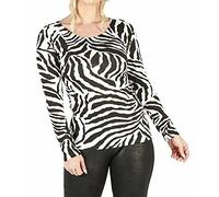 FAIRY TRENDZ LTD Ladies Long Sleeve T-Shirt Top Womens Round Scoop Neck Plain Top Tees Size UK 8-26 (Zebra Print UK 16-18)