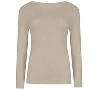 FAIRY TRENDZ LTD Ladies Long Sleeve T-Shirt Top Womens Round Scoop Neck Plain Top Tees Size UK 8-26 (Beige UK 12-14)