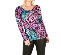 FAIRY TRENDZ LTD Ladies Long Sleeve T-Shirt Top Womens Round Scoop Neck Plain Top Tees Size UK 8-26 (Multi Leopard UK 12-14)