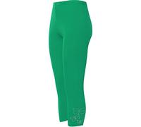 FAIRY TRENDZ LTD Ladies Plus Size Leggings 3/4 Butterfly Sequin Stretch Stud Cuffs Cropped Leggings (Green UK 20-22)