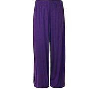 FAIRY TRENDZ LTD Ladies Plus Size Palazzo Trousers Womens Baggy Flared Wide Leg Pants Ladies Plain Casual Wear Trousers (Purple UK 8-10)