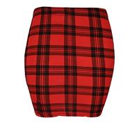 FAIRY TRENDZ LTD Ladies Printed Mini Skirt Womens Stretch Elasticated Jersey Short Mini Party Skirt (Red Tartan UK 20-22)