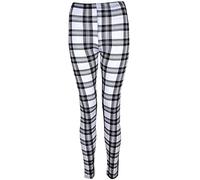 FAIRY TRENDZ LTD Ladies Stretch Long Leggings Womens Plus Size Full Length Plain Leggings Pants UK 8-26 (White Tartan L-X Large UK 16-18)