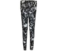 FAIRY TRENDZ LTD Ladies Stretch Long Leggings Womens Plus Size Full Length Plain Leggings Pants UK 8-26 (Skull Rose Medium-Large UK 12-14)