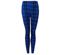FAIRY TRENDZ LTD Ladies Stretch Long Leggings Womens Plus Size Full Length Plain Leggings Pants UK 8-26 (Blue Tartan L-X Large UK 16-18)