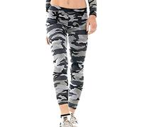 FAIRY TRENDZ LTD Ladies Stretch Long Leggings Womens Plus Size Full Length Plain Leggings Pants UK 8-26 (Grey Camouflage Medium-Large UK 12-14)