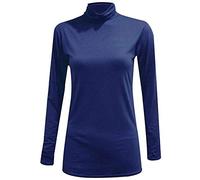 FAIRY TRENDZ LTD New Ladies Polo Neck Jumper Stretch Long Sleeve Womens Plain Top Jumper 8-26 (Navy UK 8-10)