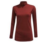 FAIRY TRENDZ LTD New Ladies Polo Neck Jumper Stretch Long Sleeve Womens Plain Top Jumper 8-26 (Wine UK 16-18)
