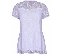 FAIRY TRENDZ LTD New Womens Floral Lace Short Sleeve Top Ladies Flower Lined Patterned Stretch T-Shirt Tunic Party Top Plus Size Shirt (White UK 14)