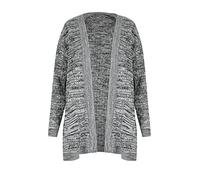 FAIRY TRENDZ LTD Women Casual Cardigan Chunky Knitted Open Front Long Sleeve Marl Knitted 2 Pockets Boyfriend Cardigan Sweater