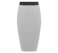 FAIRY TRENDZ LTD Women’s Pencil midi Skirt with an Elasticated Waist Ladies Bodycon Knee Length Design Pencil Office Skirt(Light Grey UK 12-14)